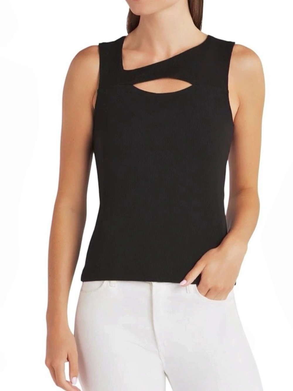 LNA Clothing Cutout Black Ribbed Classic Tank Top